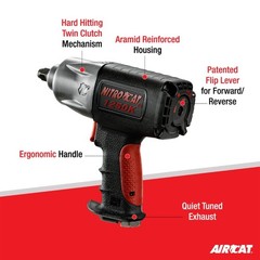 AIRCAT Pneumatic Tools 1250-K 1/2-inch NITROCAT Composite Twin Clutch Impact …