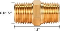 4 pcs Solid Brass Pipe Fitting, Hex Nipple, 1/4″ x 1/4″ NPT Male Pipe Adapter
