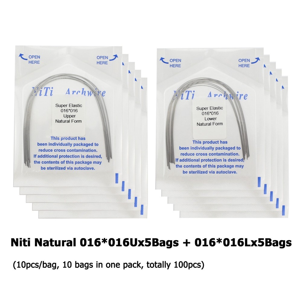100PCS Dental Orthodontic Niti Arch Wire Natural Form Rectangular Upper Lower