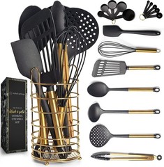 Black and Gold Kitchen Utensil Set – 10 Piece Cooking Tools