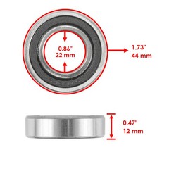 Caltric 60/22-2RDQE6 60/22-2RS Rubber Sealed Ball Bearings ( 22x44x12 mm)