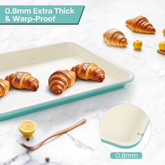 Spmarkt 3-Pack Blue Ceramic-Coating Baking Sheet Pans, 18inch,