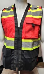 Class 1 High Visibility Reflective Red OR Blue/ Black Safety Vest w/ ID POCKET