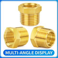 5 Pieces Hex Bushing Brass Reducer 1/2″ to 1/4″ NPT Pipe Fitting Male Female