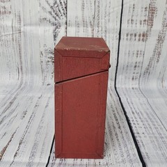 Vintage steel index card flip top box red 8x6x3.500″