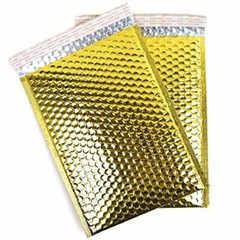 25 #000 Glamour Metallic Gold Poly Bubble Mailers Envelopes Bags 4×8 Extra Wide