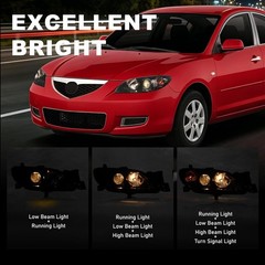 Mazda 3 Headlight Pair Sedan 2004 2009 Motux Black Clear Lens Assembly