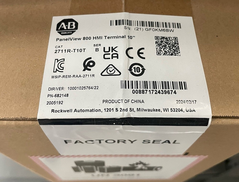 2711R-T10T Allen-Bradley Panelview 800 HMI Terminal 10” 2711RT10T