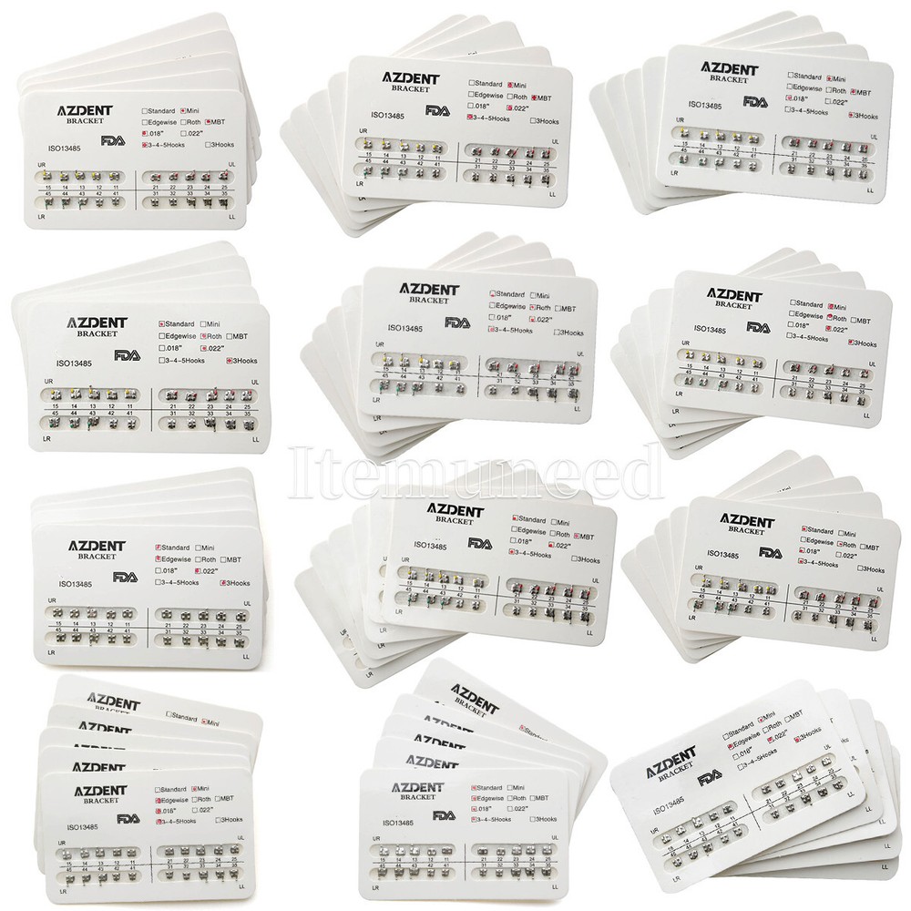 AZDENT Dental Orthodontic Brackets Brace Mini Roth MBT Standard 022/018 Hooks