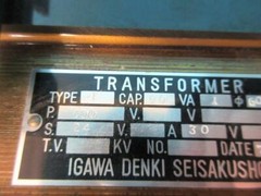 NEW IGAWA DENKI SEISAKUSHO TRANSFORMER TYPE T CAP 90 P100 S 24 A 30 90VA 78.1