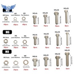 M5 M6 M8 Flanged Bolts and Nuts Kit 408 PCS 304 Stainless Metric Assortment