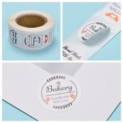 Handmade Love Bakery Sticker Labels 500 each per roll Great for Orders Crafts
