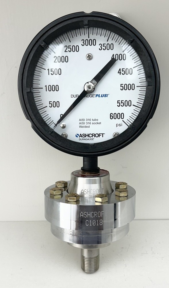 Ashcroft Plus Pressure Gauge ~ 0/6000psi w/ C1018 Stainless Steel Diaphragm Seal