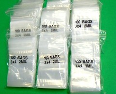1000 3×4 Clear 2mil Bags Reclosable 3×4″ Squeeze Slide Single Track Locking Bags