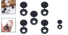 50 Pcs Plastic Hinged Screw Cover Caps – Easy Snap-On Flip Tops in Black