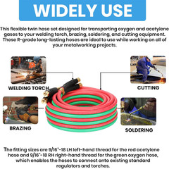 1/4 Inch Twin Welding Rubber Hose, Oxygen Acetylene Hose 300 PSI, Torch Hose 50
