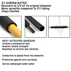 Heat Shrink Tubing 3:1 Marine Grade Wire Wrap Adhesive Glue Lined Waterproof US