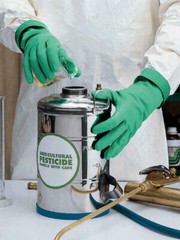 Showa 730 Green Flock Lined Chemical Resistant Cleaning Nitrile Gloves 15 mil