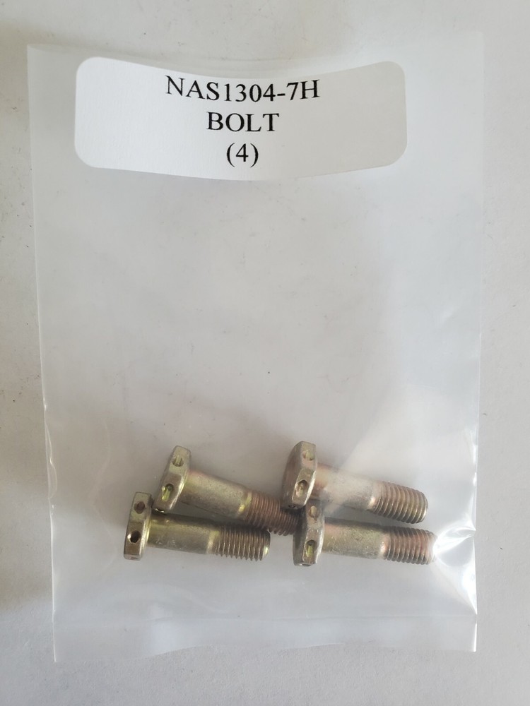 NAS1304-7H Hex Bolt 1/4-28 X 57/64 Drilled Head Plated Steel – Lot of 4