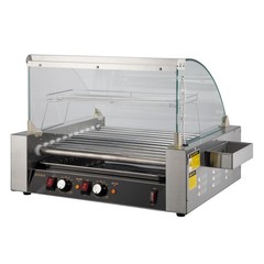 ROVSUN Tabletop 18/30 Hot Dog 7/11 Rollers Grill Cooker Machine Cover Bun Shelf
