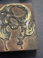 60s haircut woman portrait | Vintage letterpress printing block