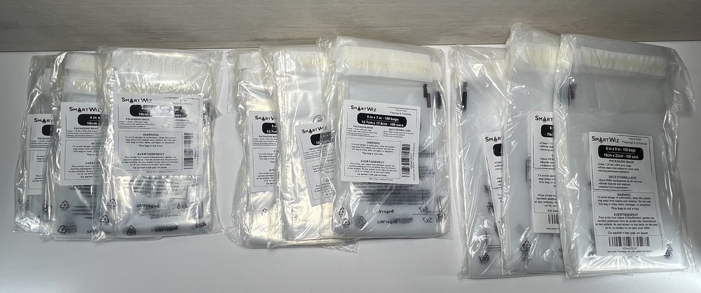 SmartWiz Polybags 4×6 + 5×7 + 6×9 – 300 each size – FBA Warning Permanent Seal