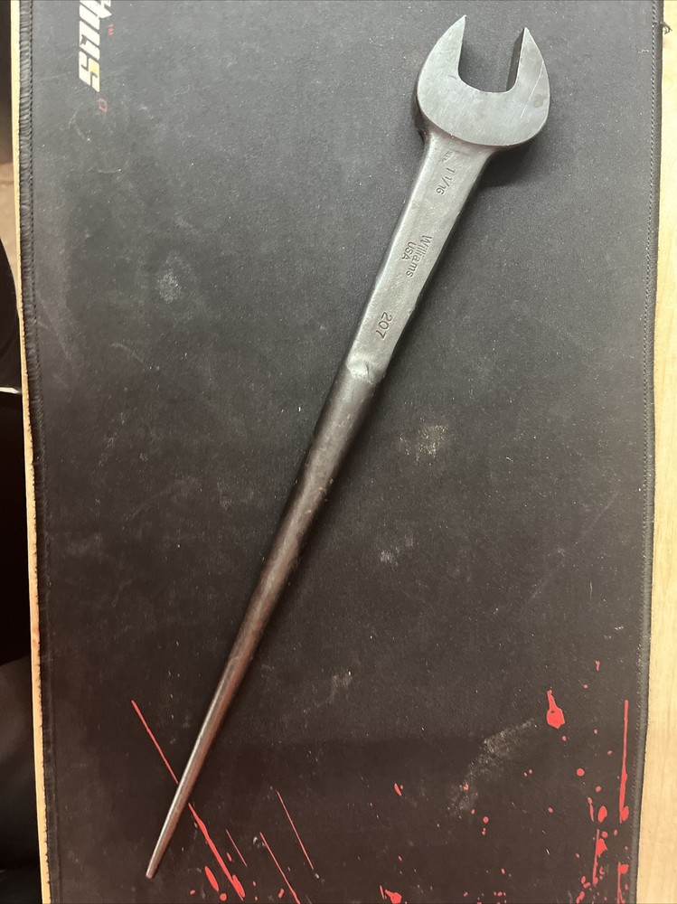 Vtg WILLIAMS 207 1-1/16″ 5/8″ USS Bolt Rat Tail Spud Wrench Iron Workers Tool