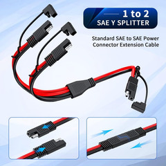 10AWG SAE Y Splitter Cable SAE Quick Disconnect Connector, 1 to 2 SAE to SAE Ext