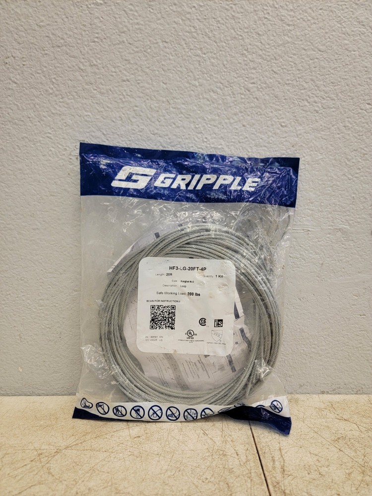 NEW Gripple HF3-LG-20FT -4P Standard Hanger Loop End #3 200LB