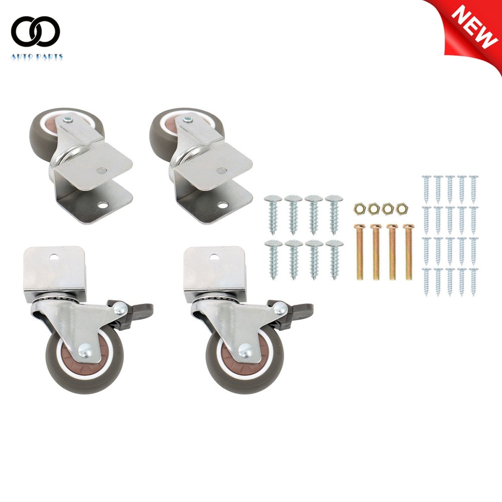 4PCS 2″ Swivel Caster Wheels with U Bracket (2 with brake&2 without) 360-Degree