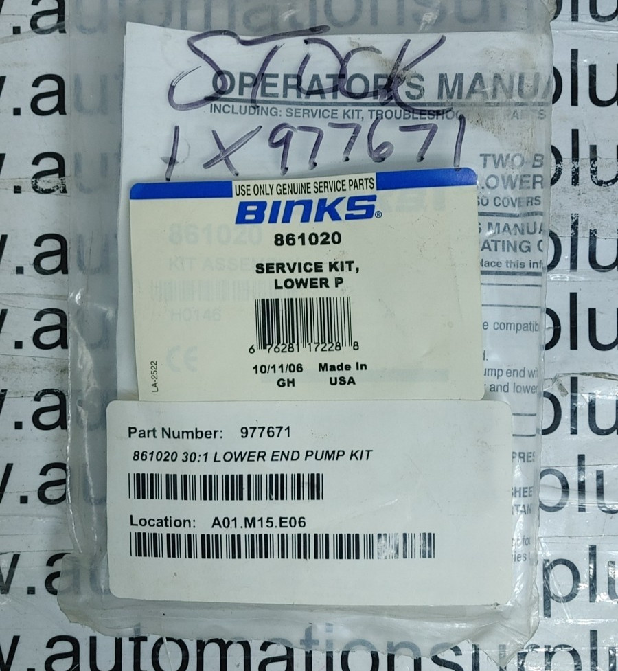 BINKS 861020 SERVICE KIT LOWER PUMP NEW!! WOW!!
