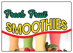 FRESH FRUIT SMOOTHIeS – STOREFRONT WINDOW ADVERTISING | Adhesive Vinyl Sign Dec