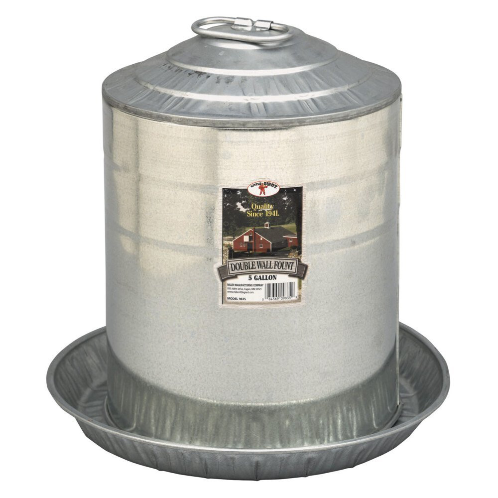5 Gallon Double Wall Metal Poultry Fount Little Giant Double Wall Metal Poultry
