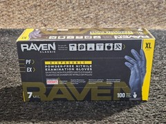 (QTY 400) SAS 66519 Raven Black Nitrile Gloves Powder Free 7mil Version, XL