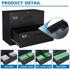 Metal Lateral File Cabinet 2 Drawer,Office Home Locking Filing Cabinet Organizer