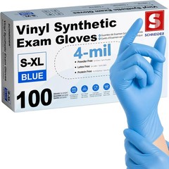 Schneider Medical Vinyl Synthetic Exam Gloves, 4 Mil, Latex-Free Disposable Glov