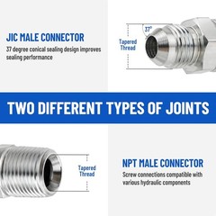 10 Pack Hydraulic Hose Adapter Fittings: 3/8″ JIC 37° Male X 3/8″ NPT Male New
