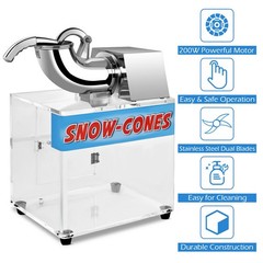 Electric Snow Cone Machine Ice Shaver Maker Shaving Crusher Dual Blades Silver
