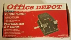 Office Depot Brand 2 Hole Punch,Item #825-307,1/4″ Holes All Metal Construction