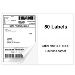 50 Half Sheet Shipping Labels 8.5×5.5 Self Adhesive 2 Per Sheet For Laser Inkjet