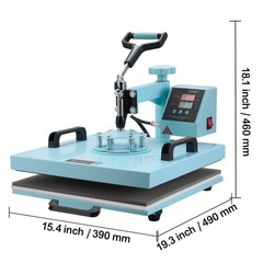 VEVOR Heat Press Machine 15×15 inch with 30oz Tumbler Press T-Shirts Green