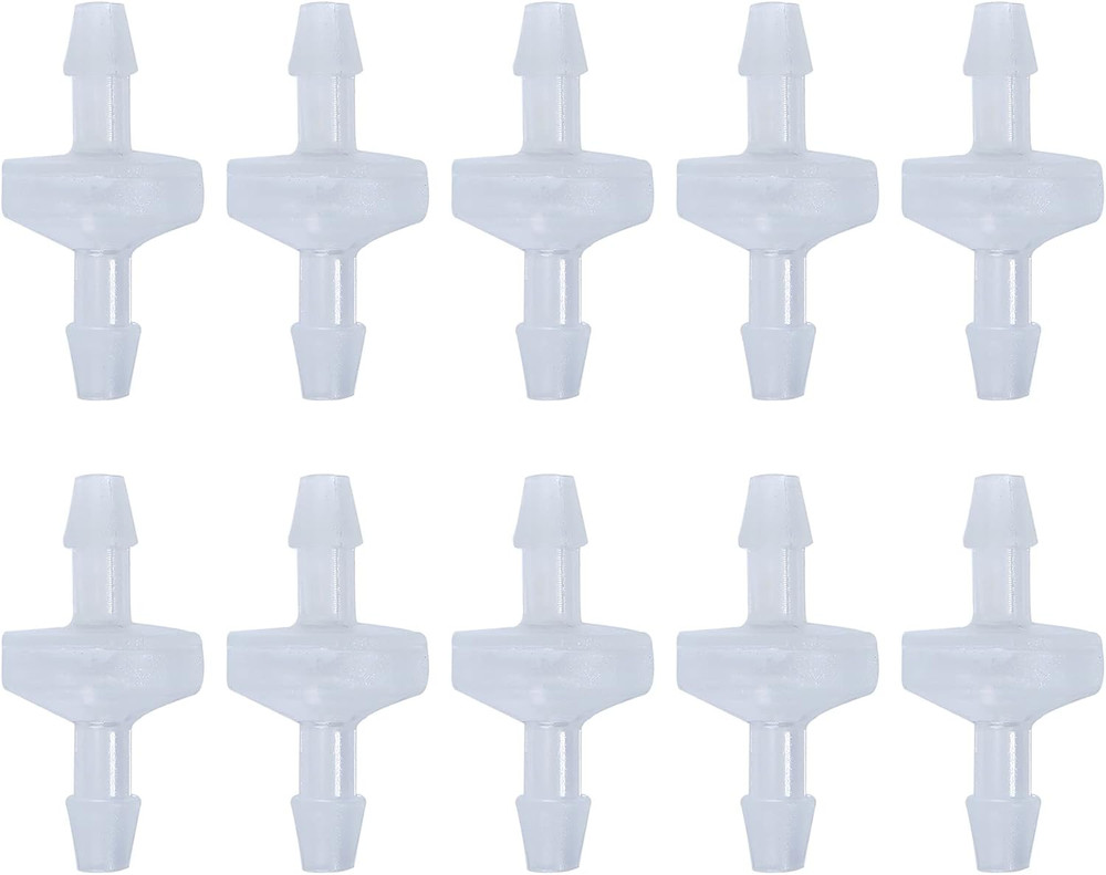 10 Pack 1/4 Inch Plastic Check Valve, One Way Barb Hose Inline Non Return for F