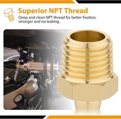 KOOTANS 4pcs Brass Hose Barb Fittings 5/16″ Hose Barb to 1/4 NPT Male Thread Air