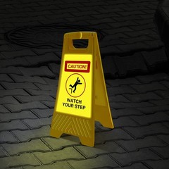 Fuutreo Reflective Caution Watch Your Step Sign Double Sided Floor Sign 24 x 11.