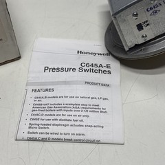 NEW HONEYWELL C645A-1022 GAS / AIR PRESSURE SWITCH