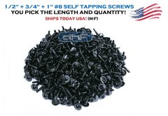 #8 Black Wafer Head TekPointed Metal Screws 1/2″ 3/4″ 1″ Phillips Truss Head USA