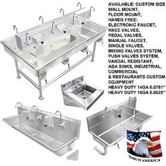 COMPACT HAND SINK MULTISTATION 2 USERS 36″ WALL MOUNT MANUAL FAUCET STEINLESS S.