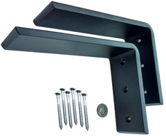 Heavy Duty L Brackets Black Steel 6×8 Inch Hidden Countertop Support 3/8 In