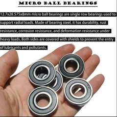 10 PCS R8-2RS 1/2 Inch Bore Double Rubber Sealed Roller Ball Bearing 1/2 X1-1/8
