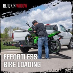 Black Widow Motorcycle Bike Carrier with Ramp for 2″ Hitch, 600 Pound Capacity